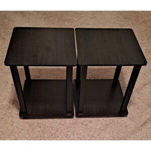 New Simplistic Set of 2 End Table, Espresso/Black